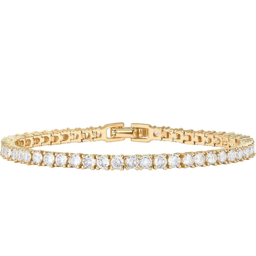 Elara 14K Gold Plated 3mm Cubic Zirconia Tennis Bracelet