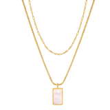 Ashlyn White Square 18K Gold Plated Necklace