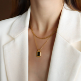 Emery Square Hypoallergenic 18K Gold Plated Necklace