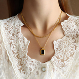 Emery Square Hypoallergenic 18K Gold Plated Necklace