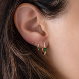 Emerald Hoop Earrings | 14k Gold Rhodium Plated