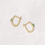 Emerald Hoop Earrings | 14k Gold Rhodium Plated