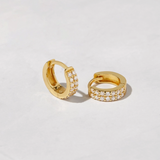 Chic 14K Gold Plated Two Row Huggie Hoop Earrings