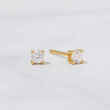 Solitaire Stud Earrings | 14K Gold Plated Minimalist Studs