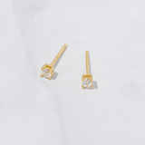 Solitaire Stud Earrings | 14K Gold Plated Minimalist Studs